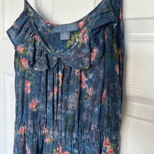 Waterlilies dress floral blue and pink Anthropologie